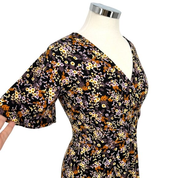 41 Hawthorn Floral Print Short Sleeve Dress Black Multicolor Size Large NWT - Picture 4 of 9